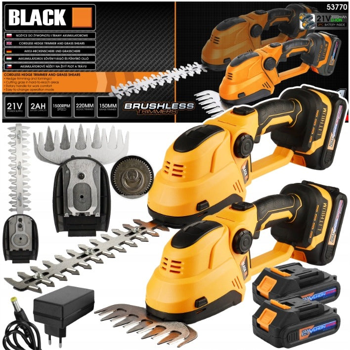 2IN1 BRUSHLESS CORDLESS SHEARS FOR HEDGE AND GRASS 21V 2x 2000mAh