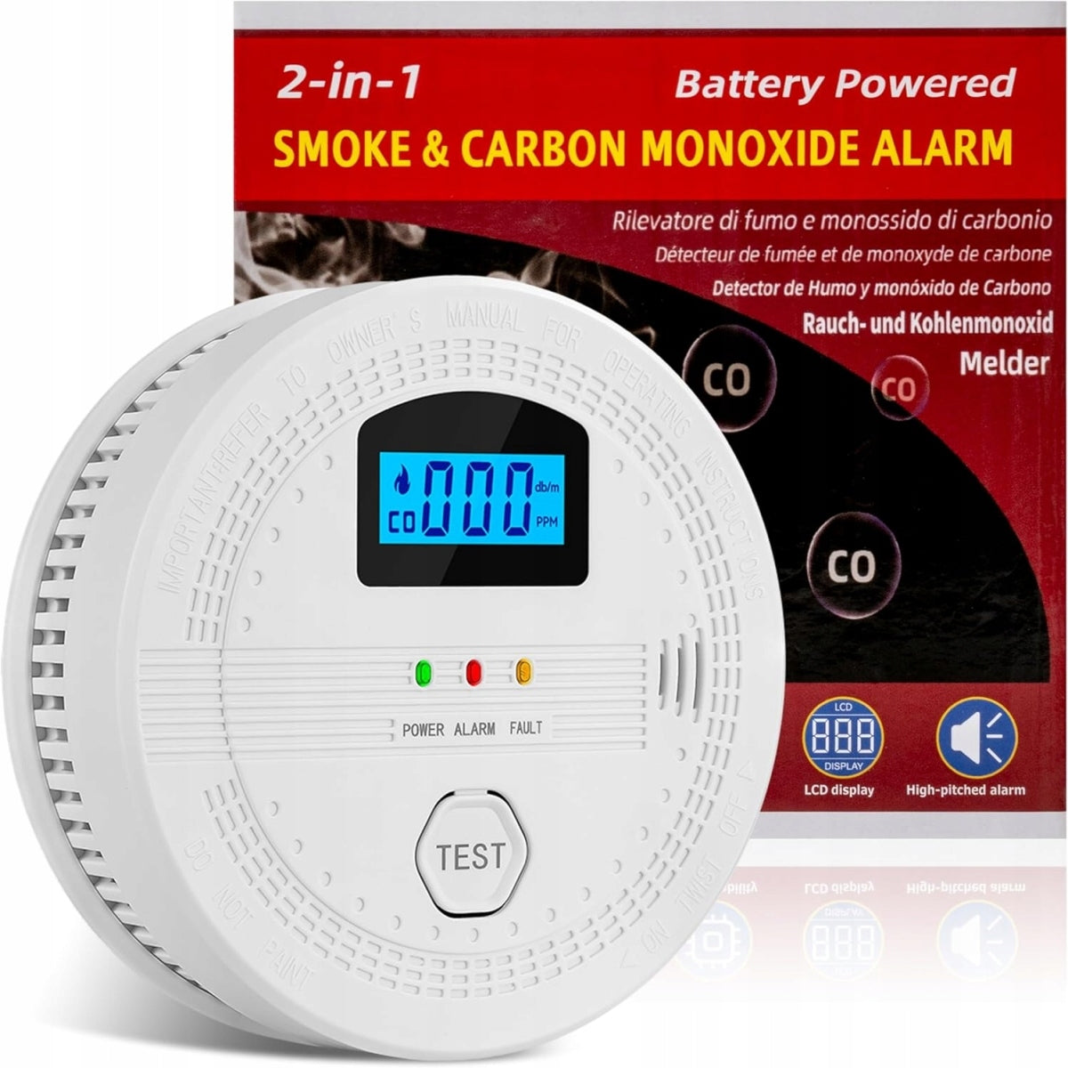 2IN1 CARBON MONOXIDE DETECTOR WIRELESS CERTIFIED Brand JYIPure
