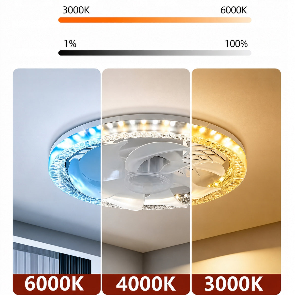 2IN1 LED CEILING LAMP BULB 30W E27 WITH FAN + REMOTE CONTROL Dominant color white