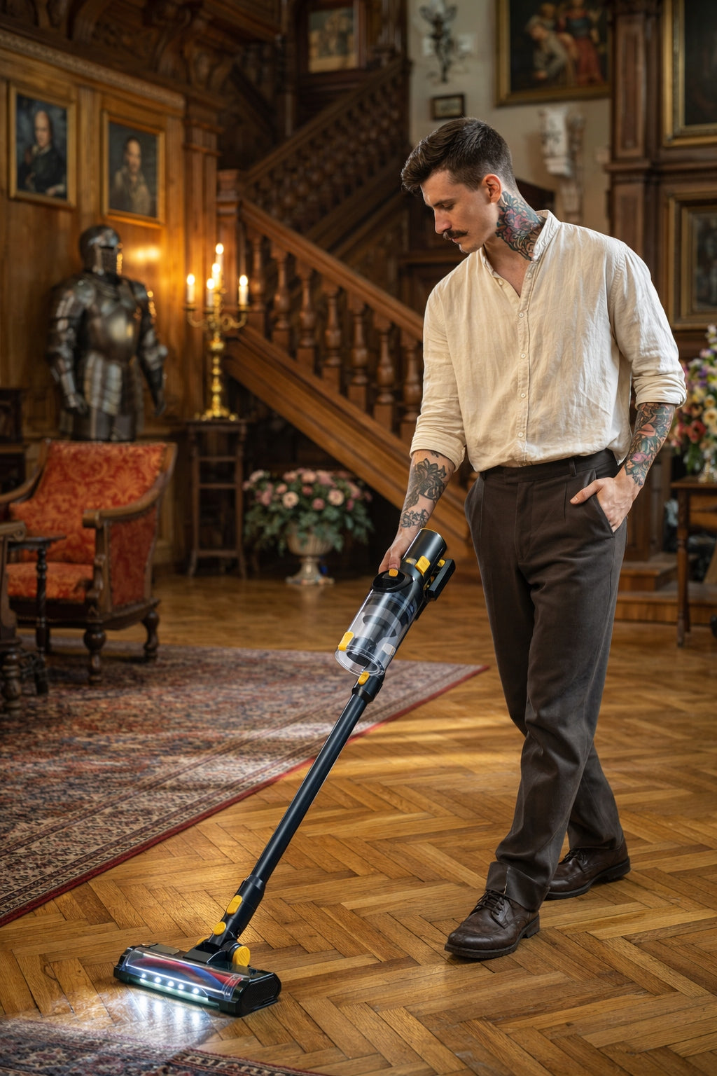 2IN1 MD CYCLONE UPRIGHT VACUUM CLEANER 25,9V RIWALL CARPETTO-ROYA Model CARPETTO ROYAL RCR-01
