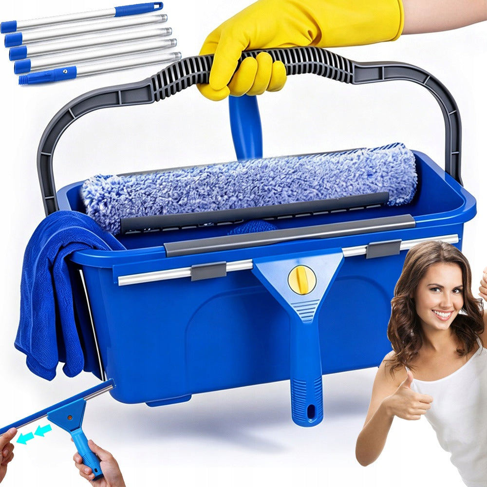 2IN1 WINDOW CLEANING KIT WITH BUCKET 12L PULLER - PROFESSIONAL SET
