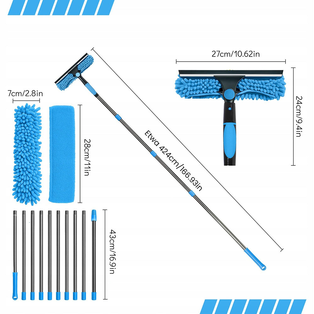 2IN1 WINDOW MOP TELESCOPIC WINDOW CLEANER CABIN MIRRORS LONG 424CM Packaging status original