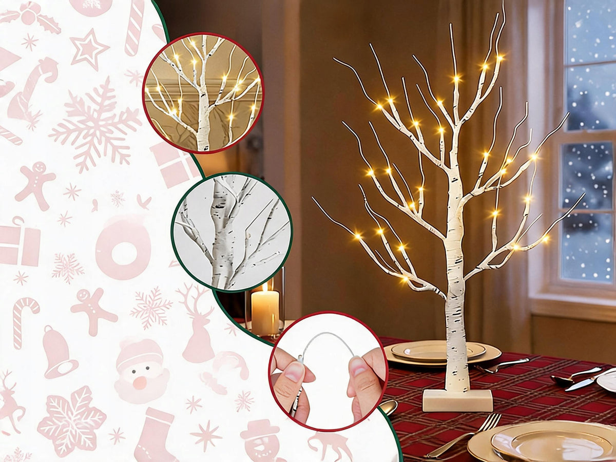 2×LED TREE BEAUTIFUL BIRCH COZY GLOWING 60CM WHITE WARM CHRISTMAS Manufacturer code 602416880131