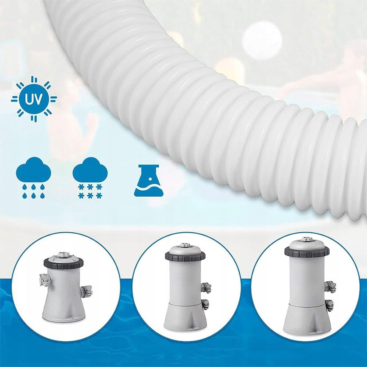 2PCS 150CM CORRUGATED PIPE 32MM FOR POOL FILTER PUMP POOL HOSE NEW Packaging status original