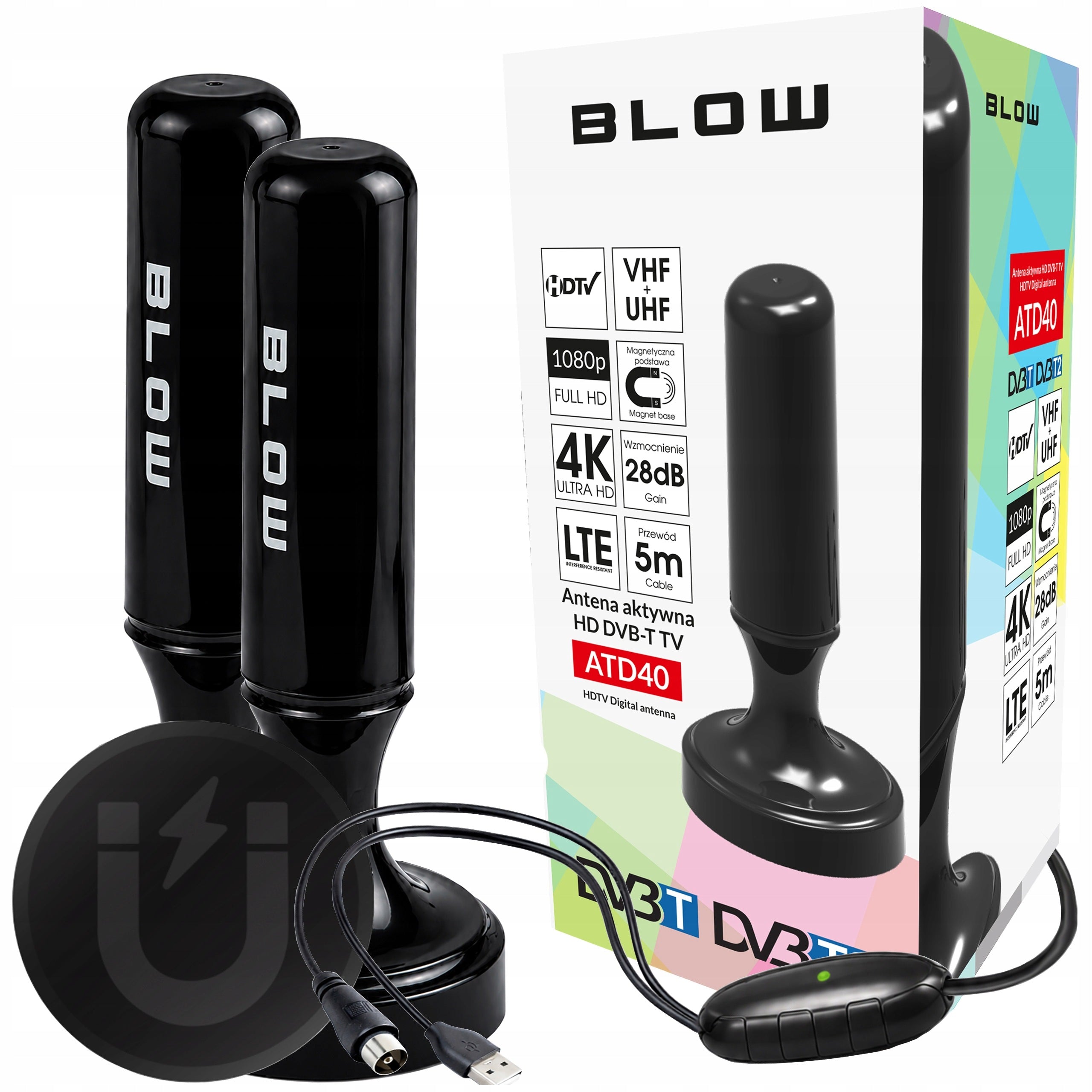 2PCS STRONG ACTIVE ROOM ANTENNA DVBT2 TV FHD 4K MUX-8 MAGNET AMPLIFIER