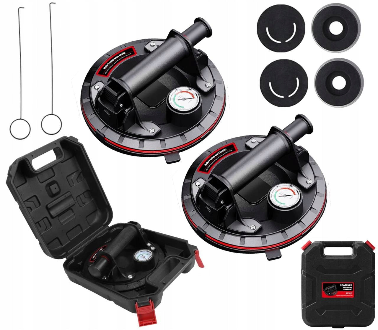 2PCS SUCTION CUP ELECTRIC VACUUM GLAZE HOLDER PRESSURE GAUGE