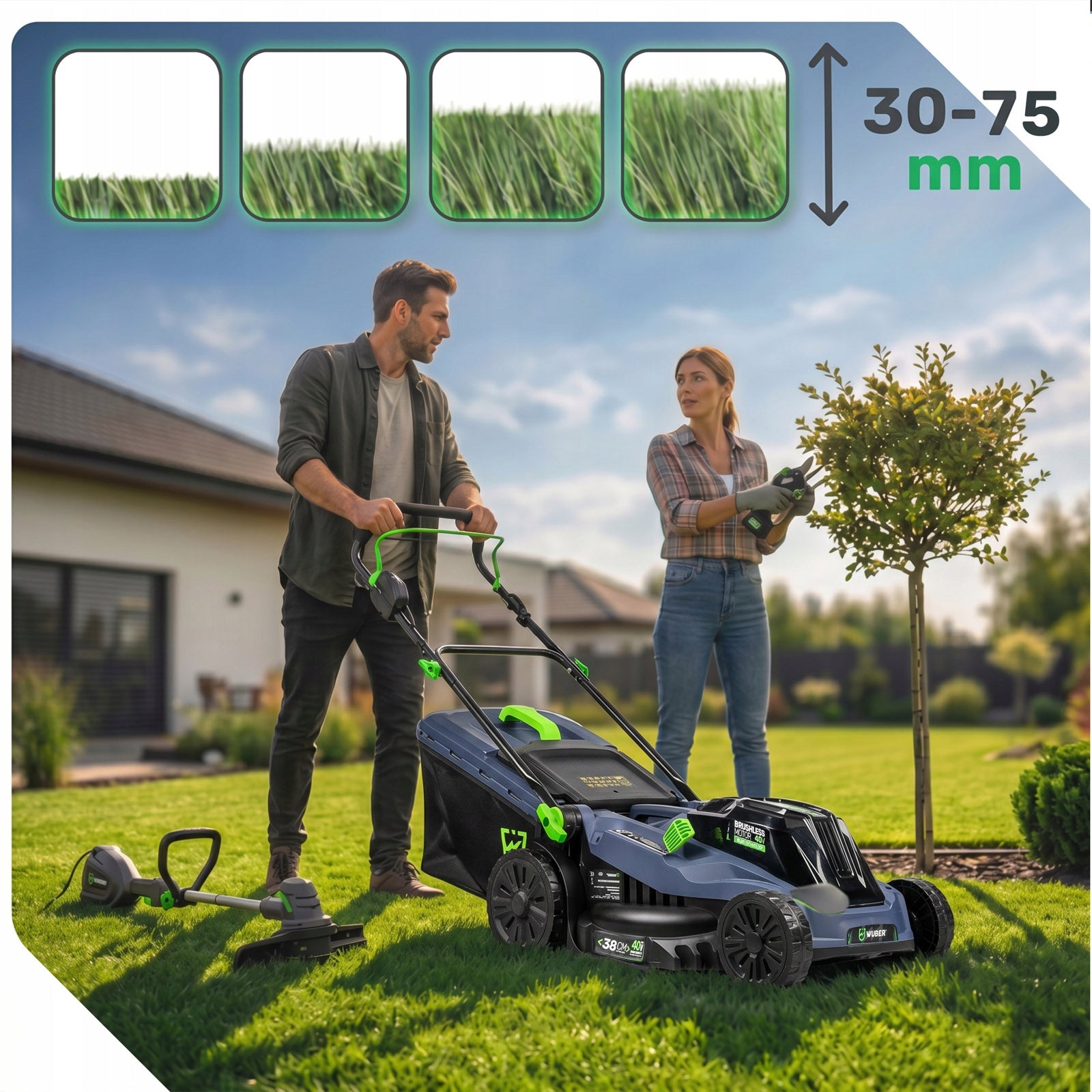2X AKU 6 AH CORDLESS BRUSHLESS LAWN MOWER SOLID WUBER Basket capacity 42 l