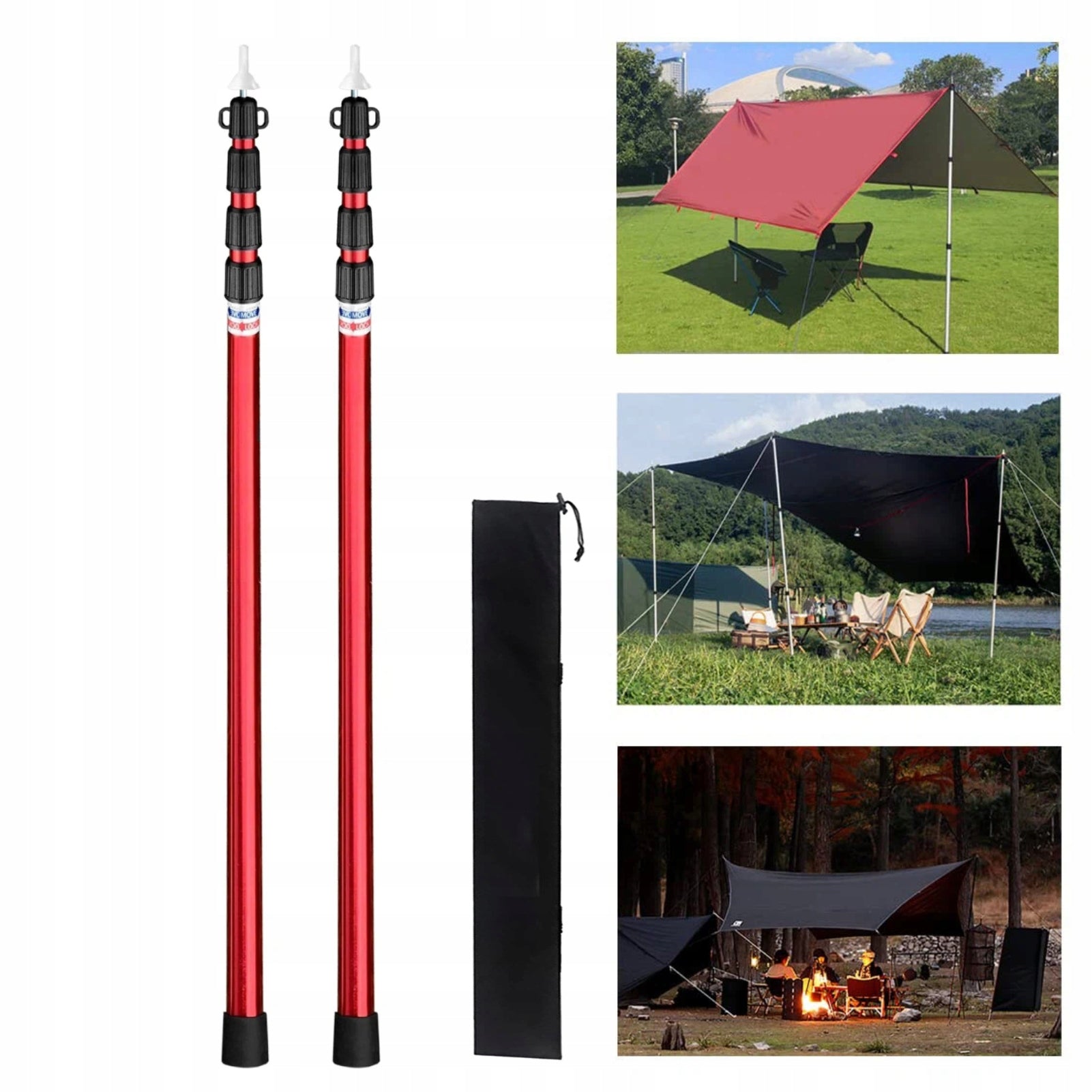 2X ALUMINUM TELESCOPIC POLE FOR SUN SAIL STICK