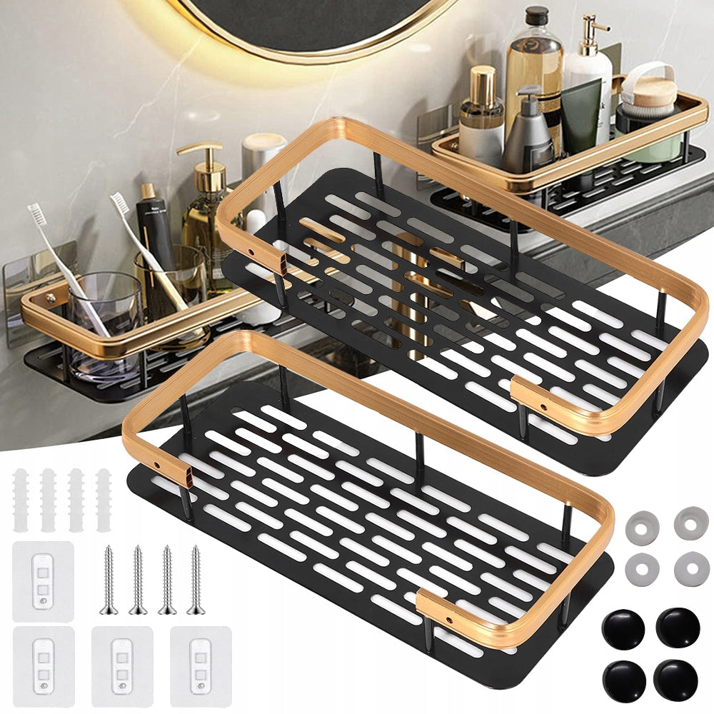 2X BATHROOM SHELF HANGING FOR SHOWER WITHOUT DRILLING OR FOR PEGS BLACK Brand no brand