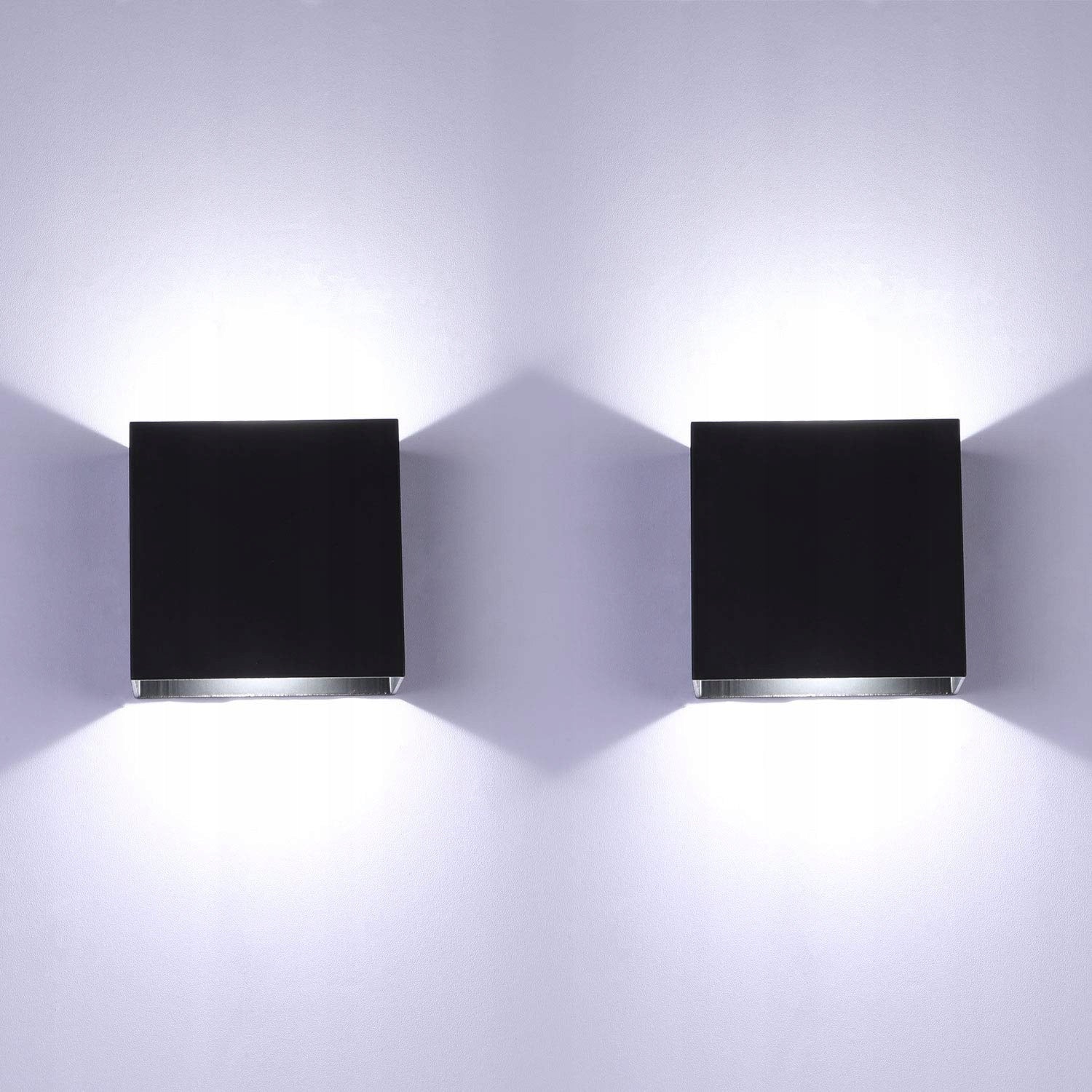 2X Black LED Wall Lamp Living Room Hallway Wall Lamp UP-DOWN, 6W White Cold Brand no brand
