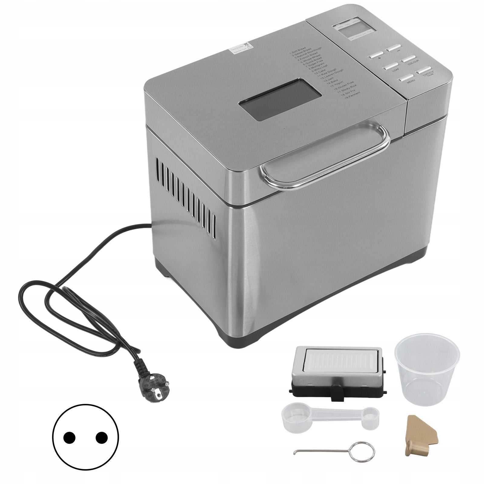 2X Bread maker up to 900 g, 3 bread sizes, 550W, silver