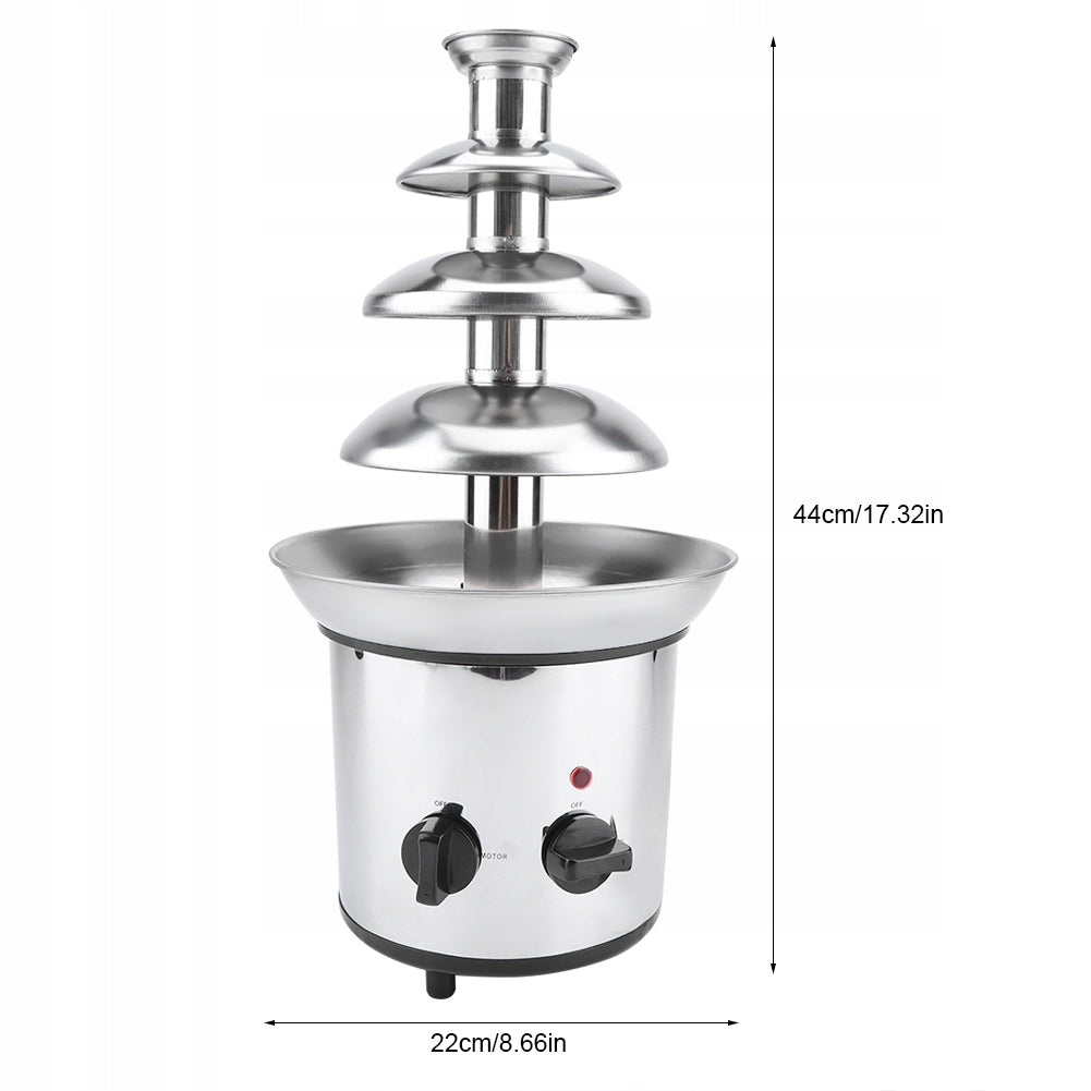 2X CHOCOLATE FOUNTAIN MACHINE 4 LEVELS STAINLESS STEEL 170W 37*22*43C Dominant color silver