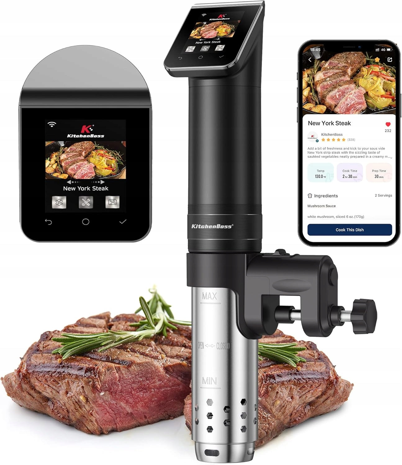 2X CIRCULATOR SOUS VIDE WIFI 1100W 50L LED IPX7 TOUCH TIMER 40–90°C