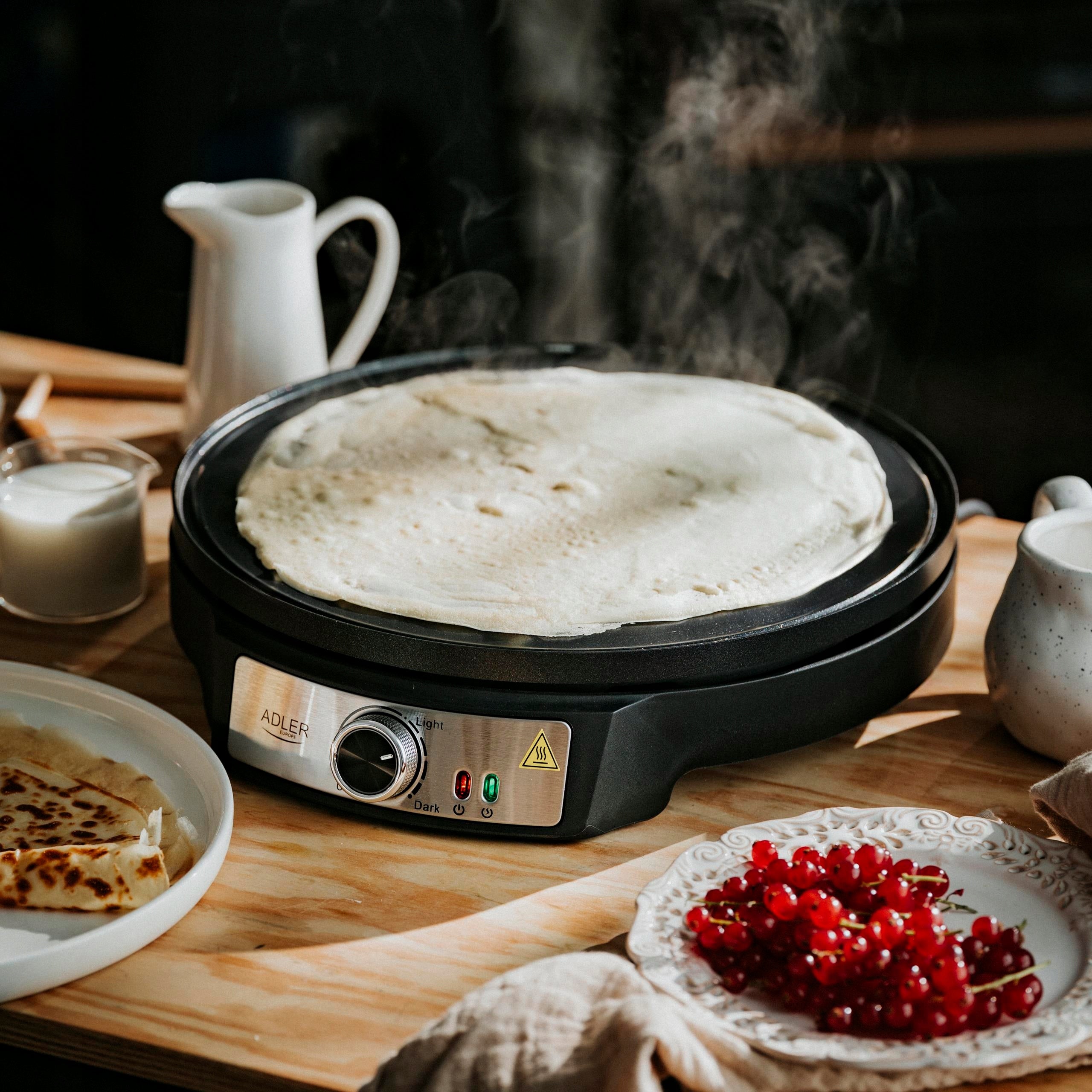 2X DOUBLE-SIDED PANCAKE MAKER 2in1 XXXL 30cm Pancakes Pancake Tortilla Thermost Brand ADLER