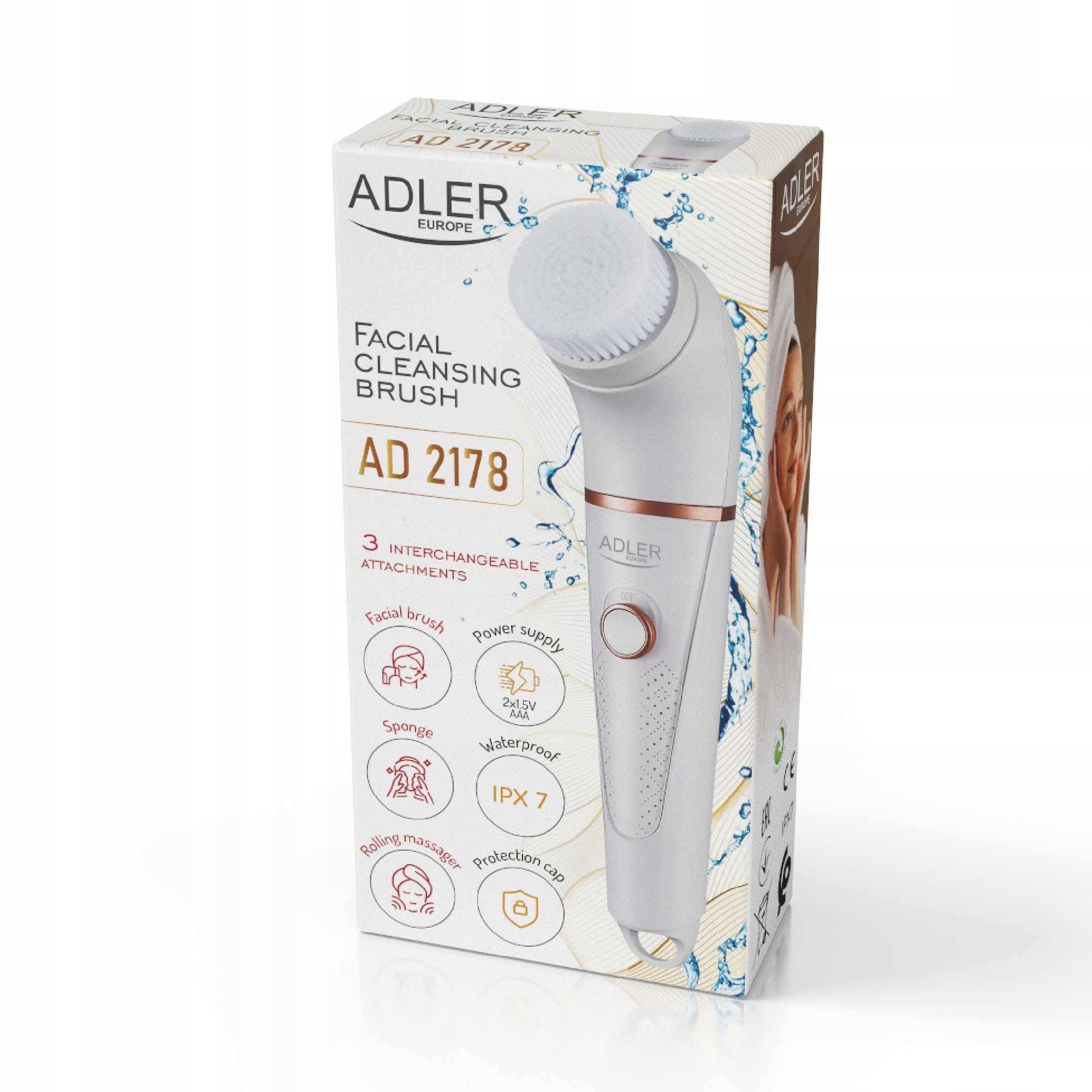 2X Device brush for massage and facial cleansing 3 CAPS Adler AD 2 Model AD 2178