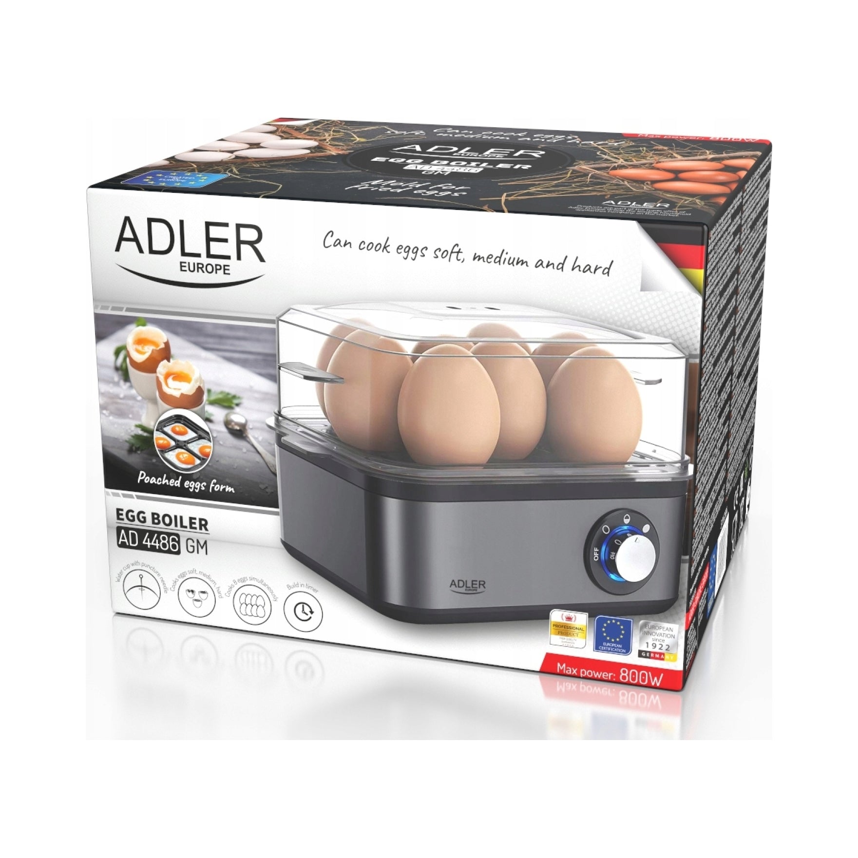 2X EGG COOKER 8 EGGS SOFT HARD BOILED EGG COOKER ADLER AD4