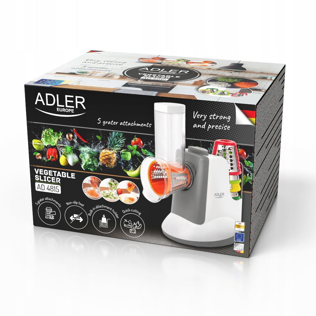 2X Electric Vegetable Grater Shredder 5 Tips Puree 15 Brand ADLER