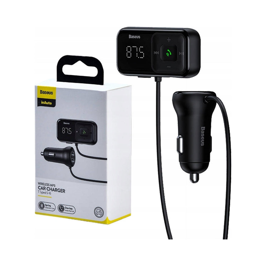 2X FM transmitter BASEUS Bluetooth + USB charger x2 5V/3,1A with nap measurement