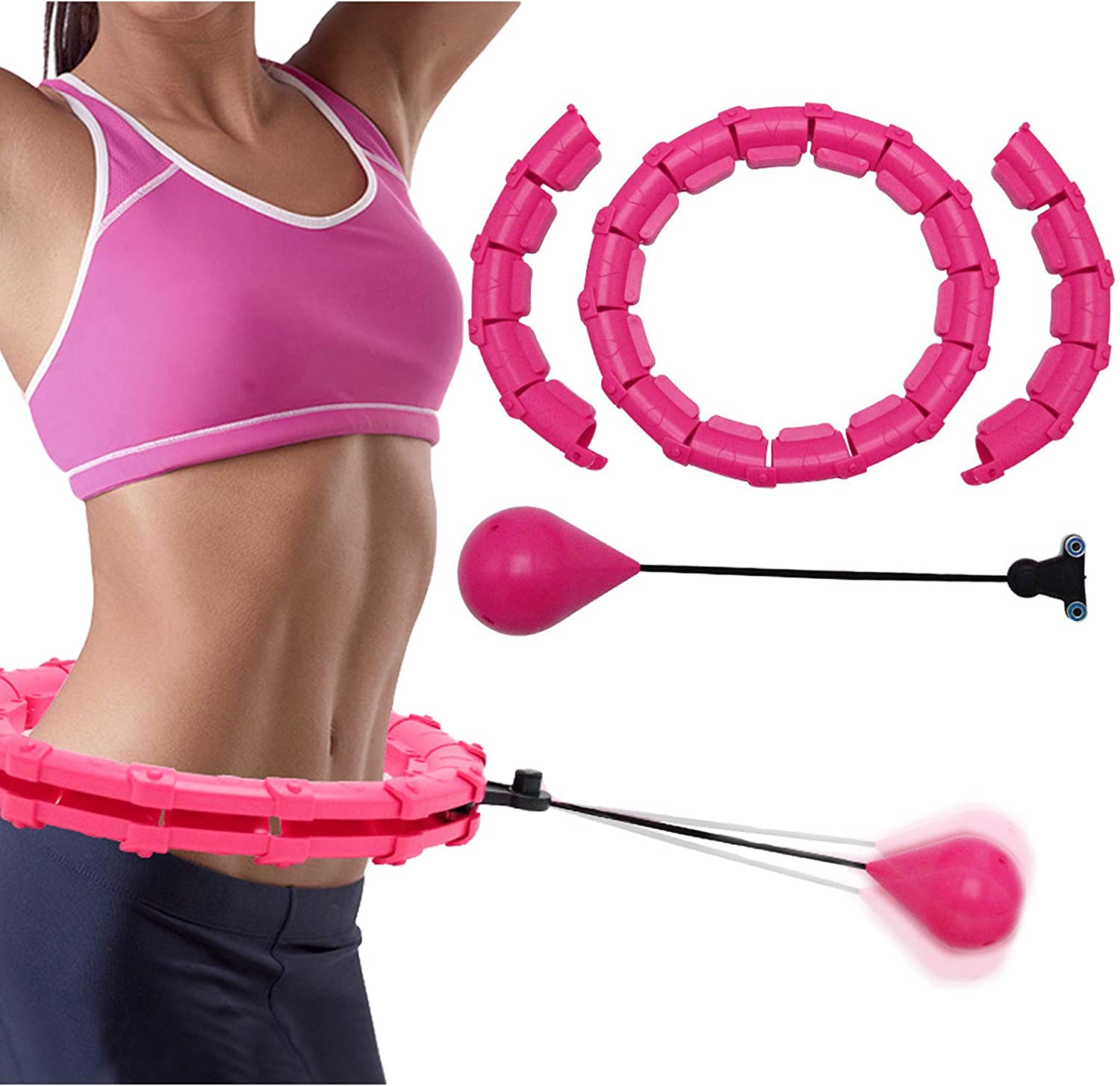 2X HULA HOOP WITH WEIGHT SLIMMING WHEEL WITH PROJECTIONS MASSAGER WEIGHT
