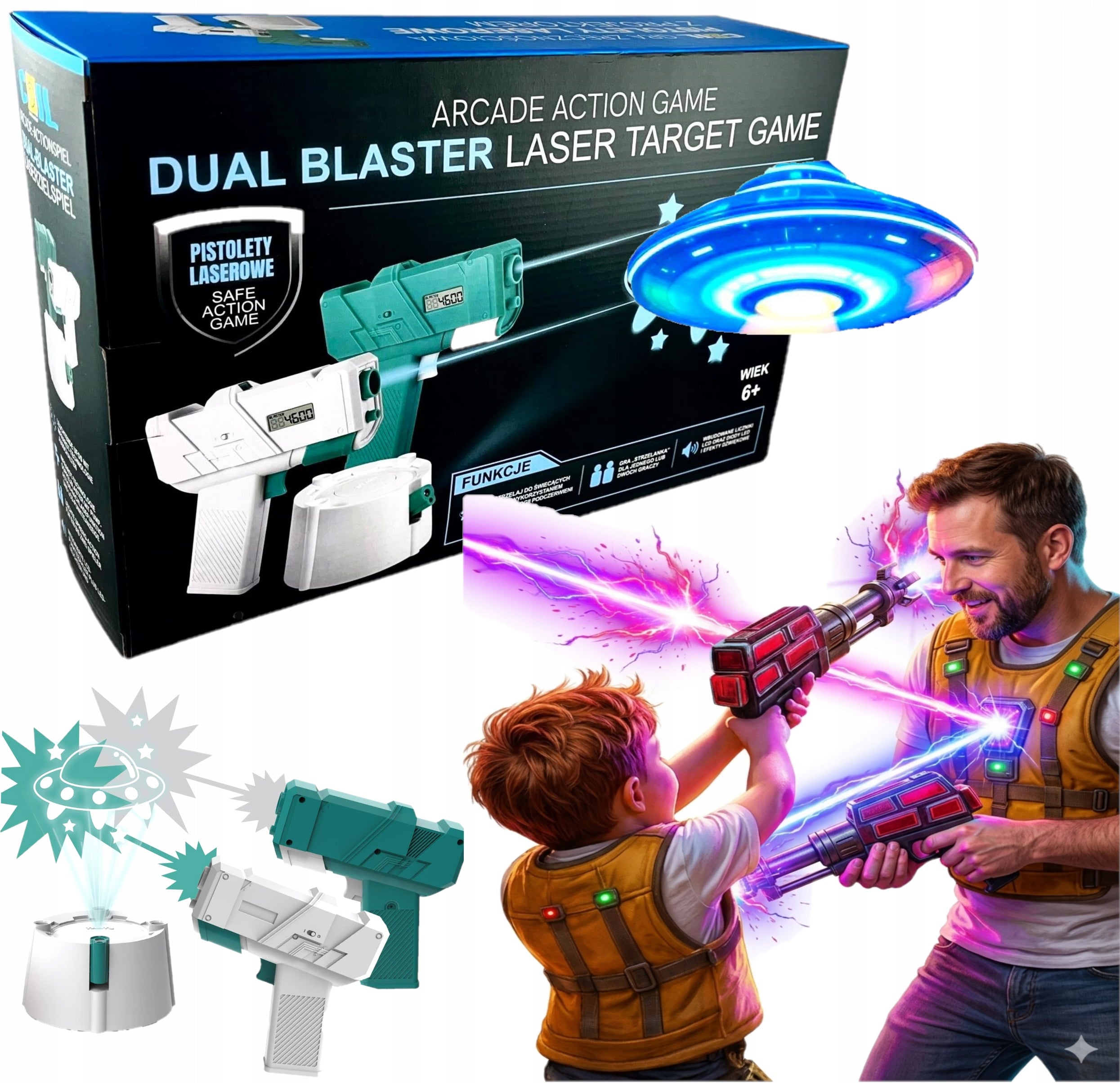 2X INFRARED LASER GUN PROJECTOR UFO INTERACTIVE TOY GAME
