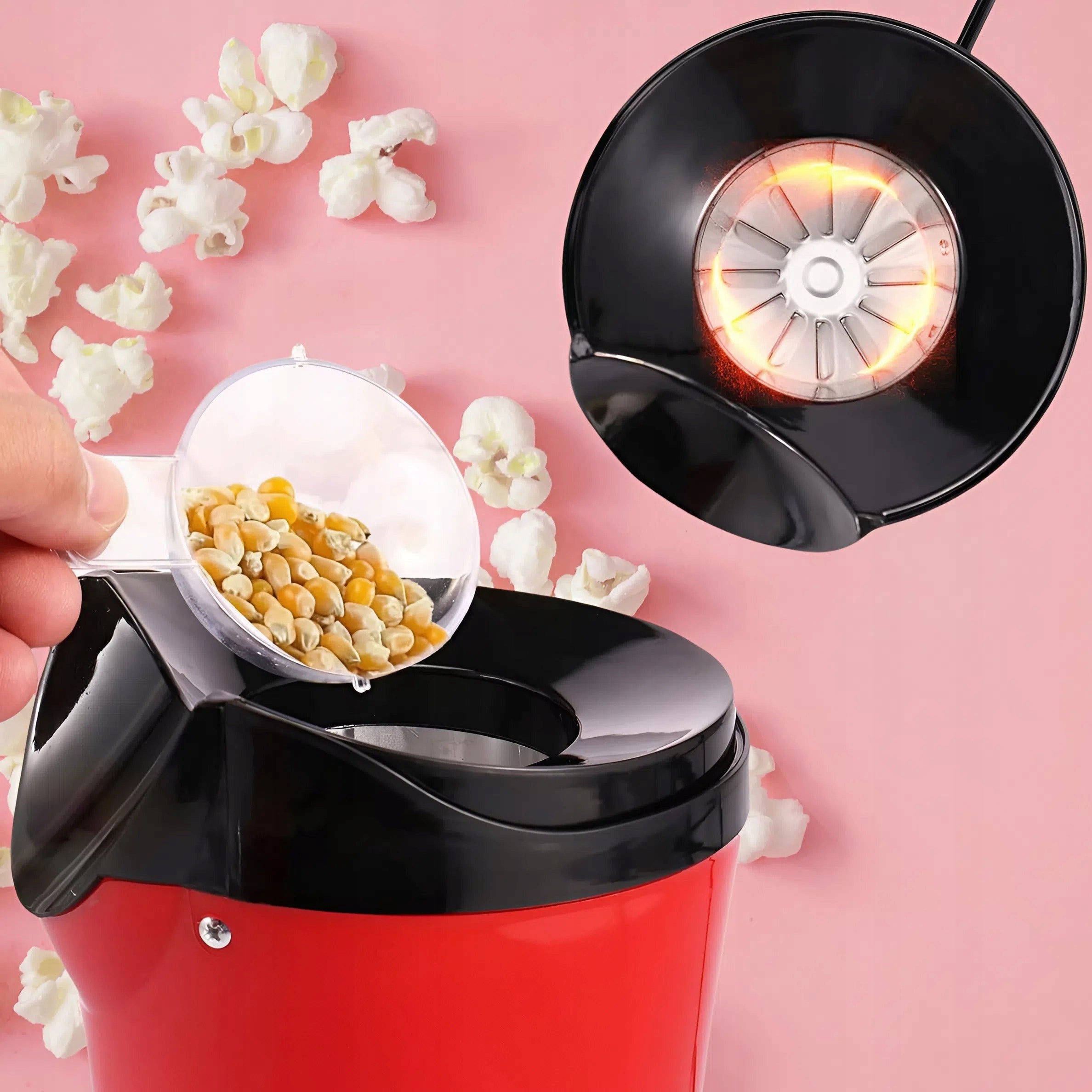 2X MACHINE POPCORN MAKING MACHINE NON-FAT HOME MACHINE 12 Dominant color red