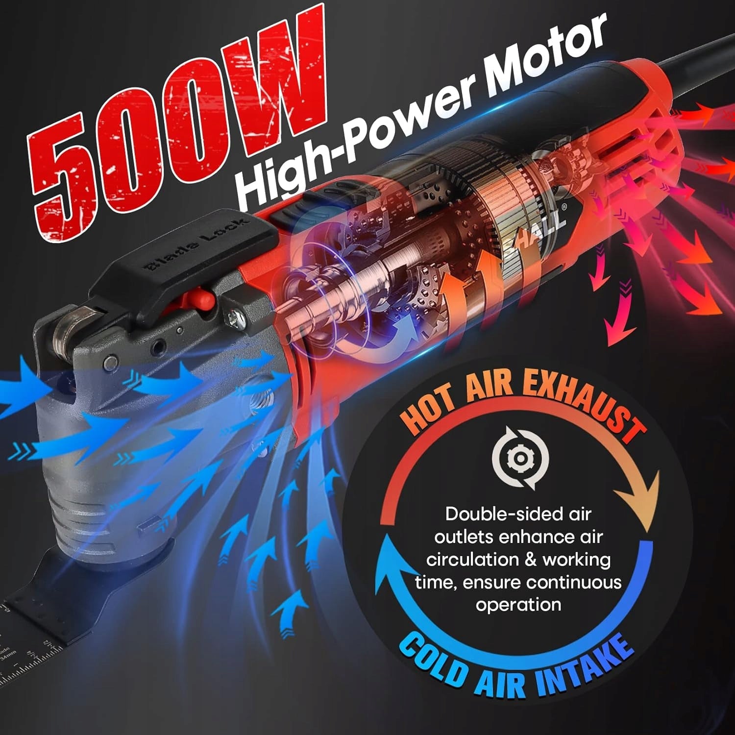2X MULTIFUNCTION OSCILLATING TOOL 500W 34 ACCESSORIES Maximum power 1 W
