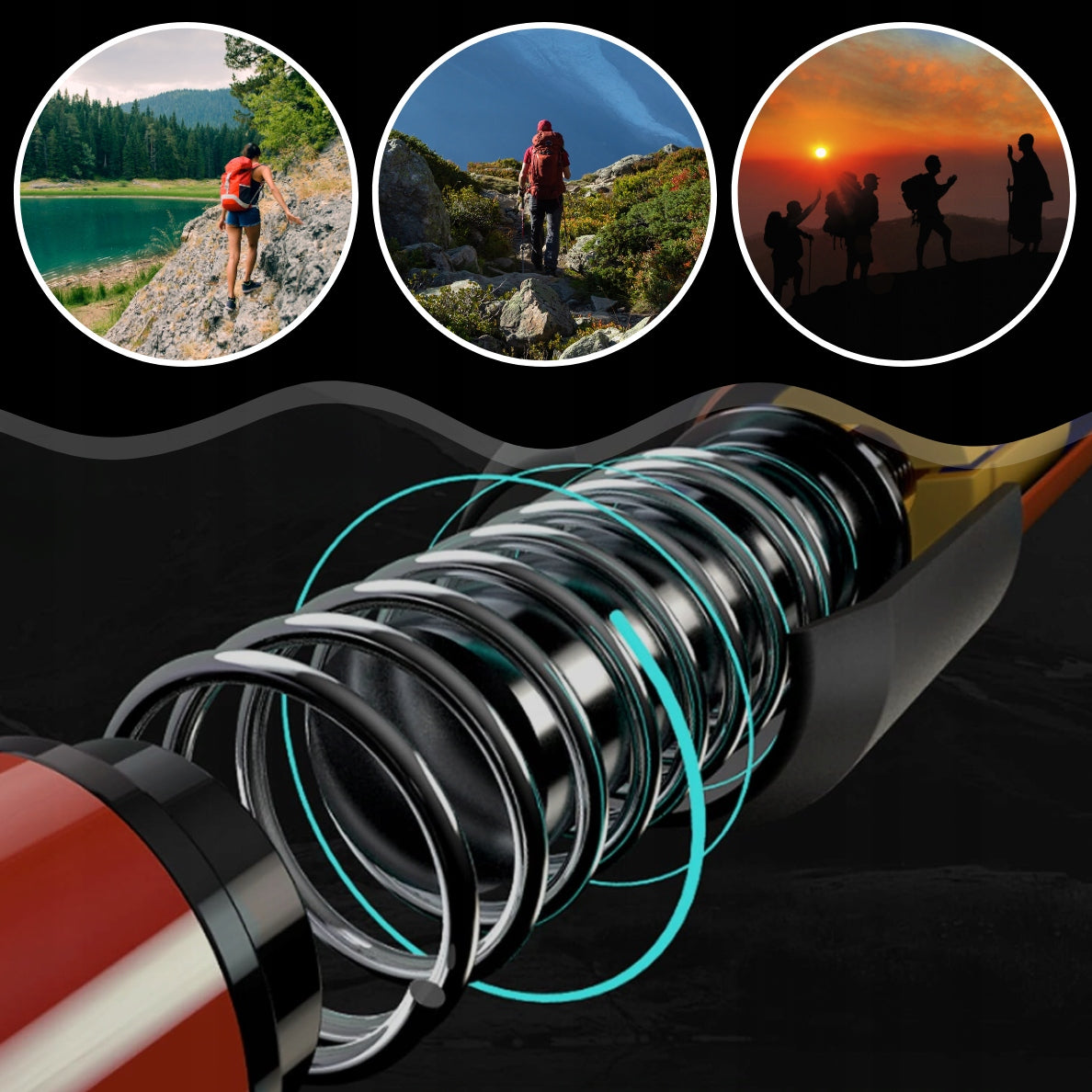 2X NORDIC WALKING POLES FOLDING POLES ADJUSTABLE FOR TELESCOPIC WALKING Brand MEMFLOW