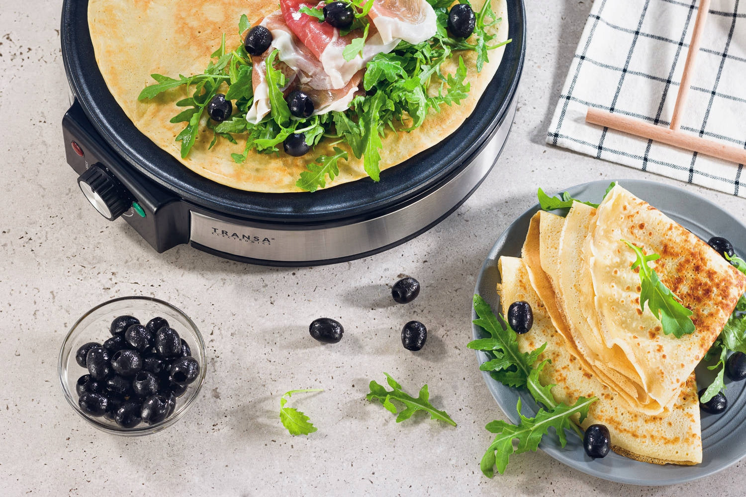 2X PANCAKE MAKER FAST HEATING THERMOSTAT 30cm XXL LARGE POWER 1500W Brand Transa Electronics