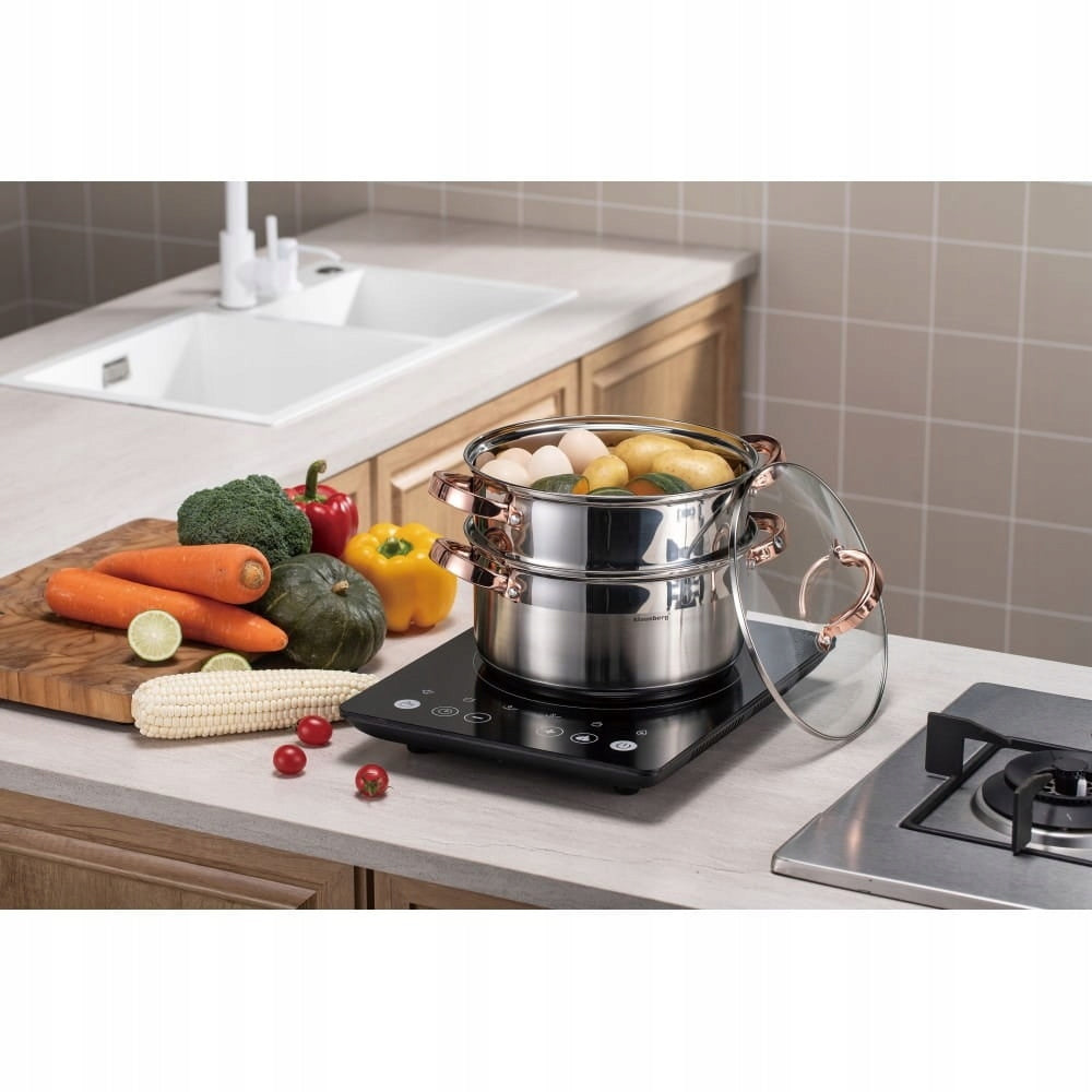2X POT FOR STEAM KLAUSBERG 3 ELEMENT. 20cm KB-7728 ROSE GOLD Capacity 3.1 l