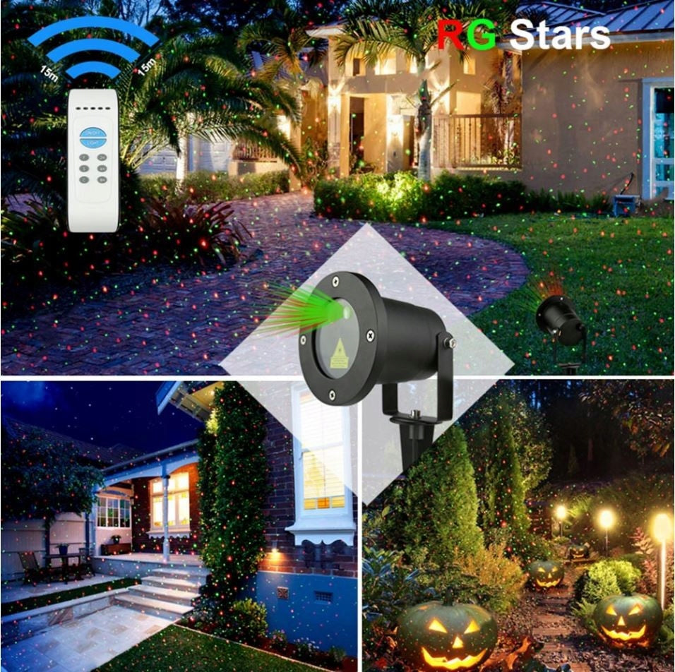 2X PROJECTOR LED LASER PROJECTOR FOR HOUSE ON THE WALL 12 SLIDES FOR REMOTE CONTROL IP65 Manufacturer code PROJEKTOR LASEROWY RG LASER STAR SHOWER