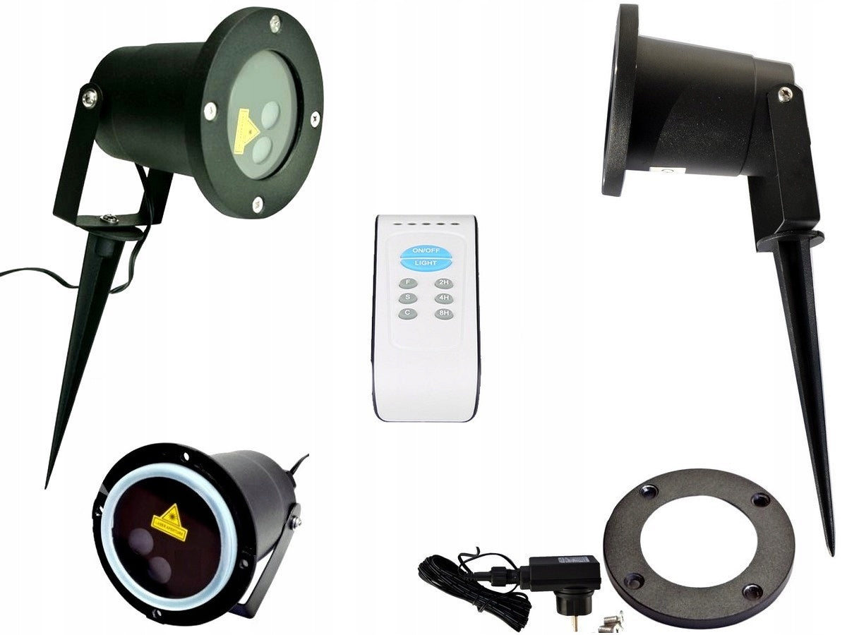 2X PROJECTOR LED LASER PROJECTOR FOR HOUSE ON THE WALL 12 SLIDES FOR REMOTE CONTROL IP65