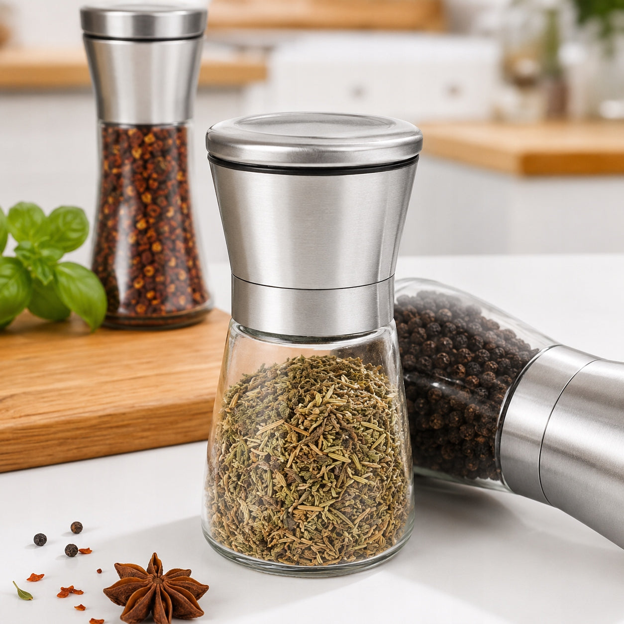 2X SALT PEPPER GRINDER GRINDERS HAND GRINDER SET FOR SPICE GRINDERS Packaging status original