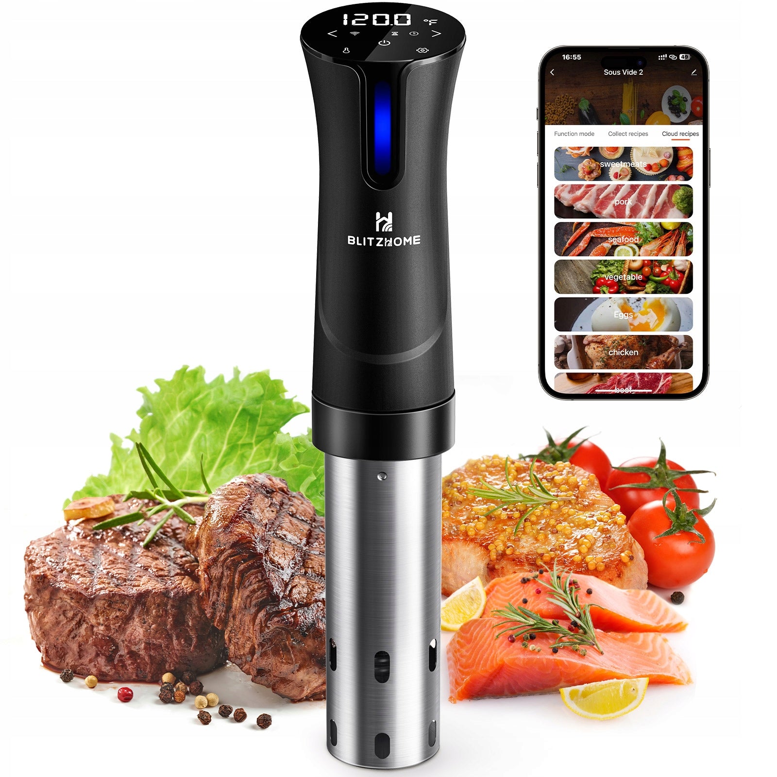 2X Sous Vide Stick with Touch Operation, Cooking Pot with Display