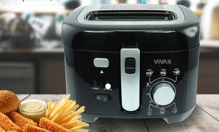 2X TRADITIONAL OIL AIR FRYER VIVAX DF-1800B BLACK 1800W 2.5L Model DF-1800B