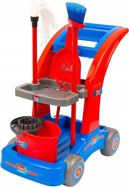 2X Vileda Maxi Cleaning Cart for Kids 3+ Accessory Set Brand Grandi Giochi