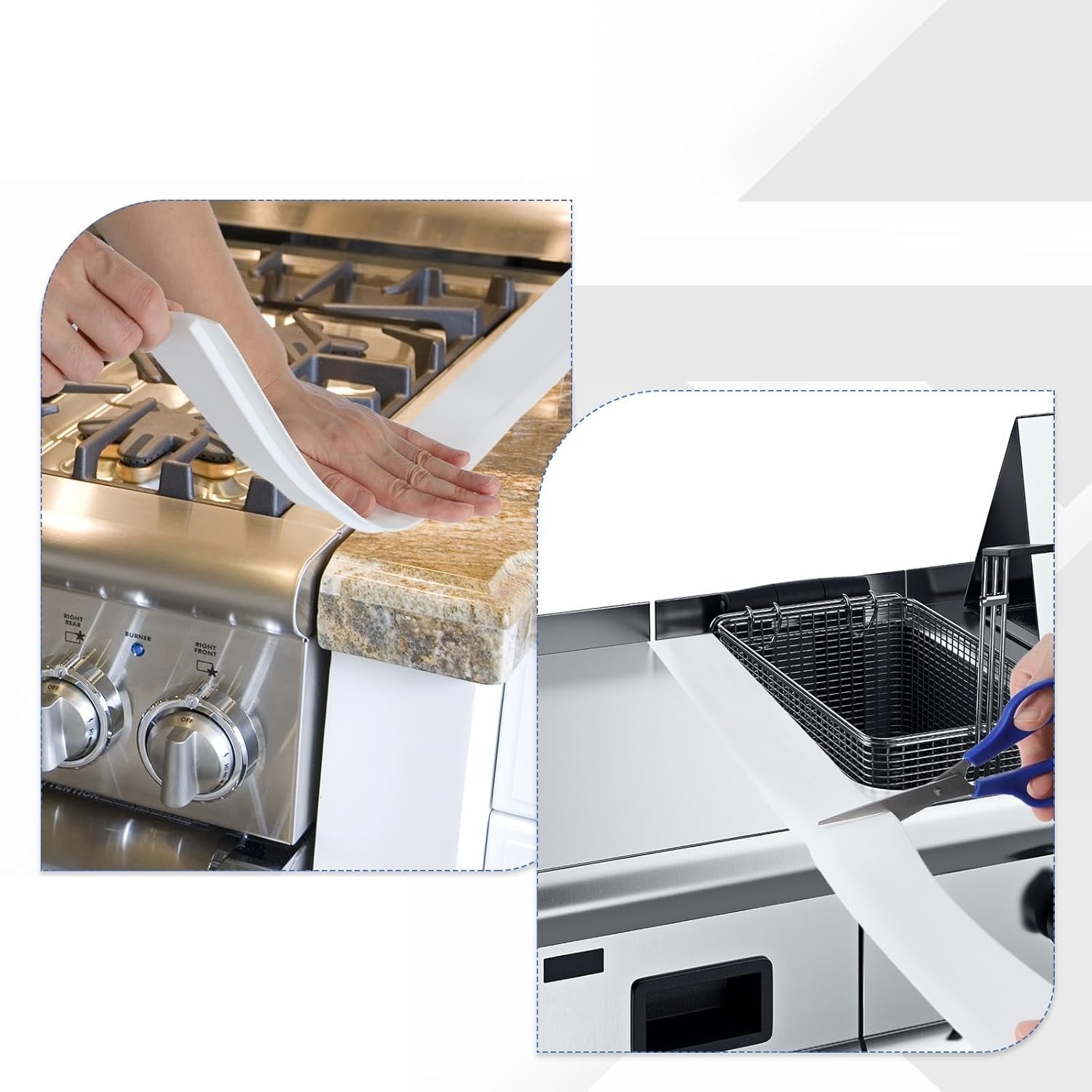 2X WHITE STRIP KITCHEN COUNTERTOP SLOT FILLER SEALING BELT 53cm Brand no brand