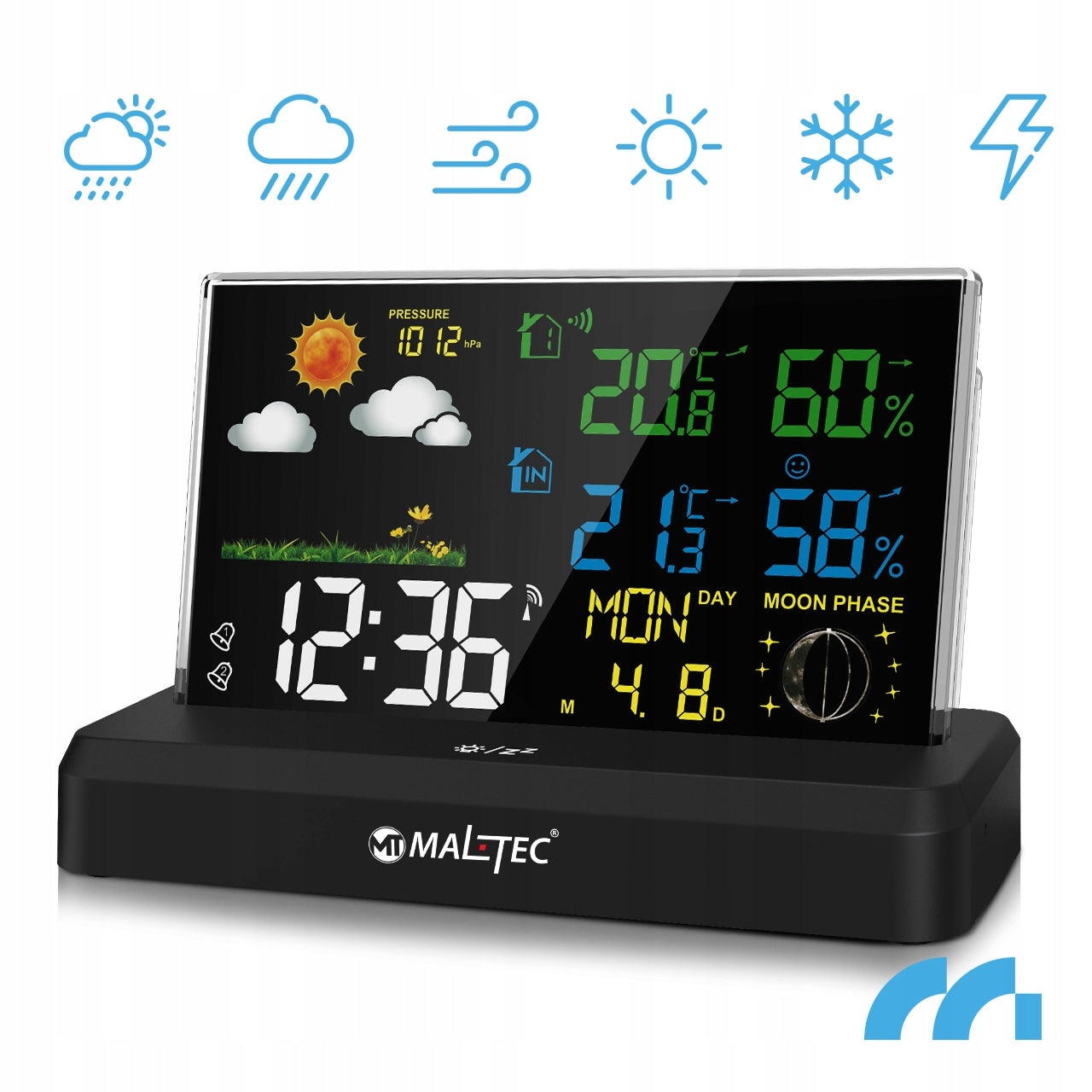2X WIRELESS WEATHER STATION THERMOMETER HYGROMETER BAROMETER SENSOR OUTDOOR Brand Maltec