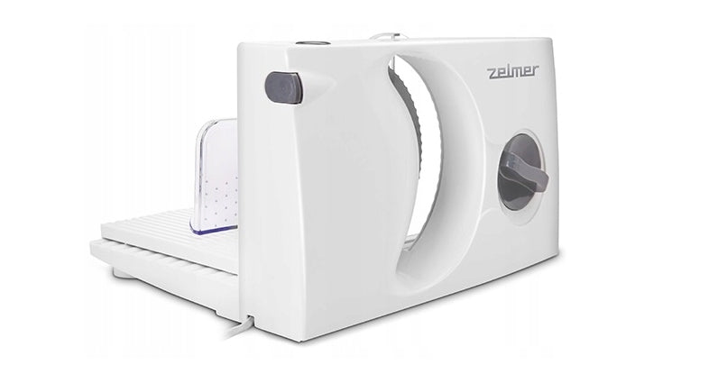 2X ZELMER Slicer for bread sausages ZFS0916 150W WHITE ADJUSTMENT Dominant color white
