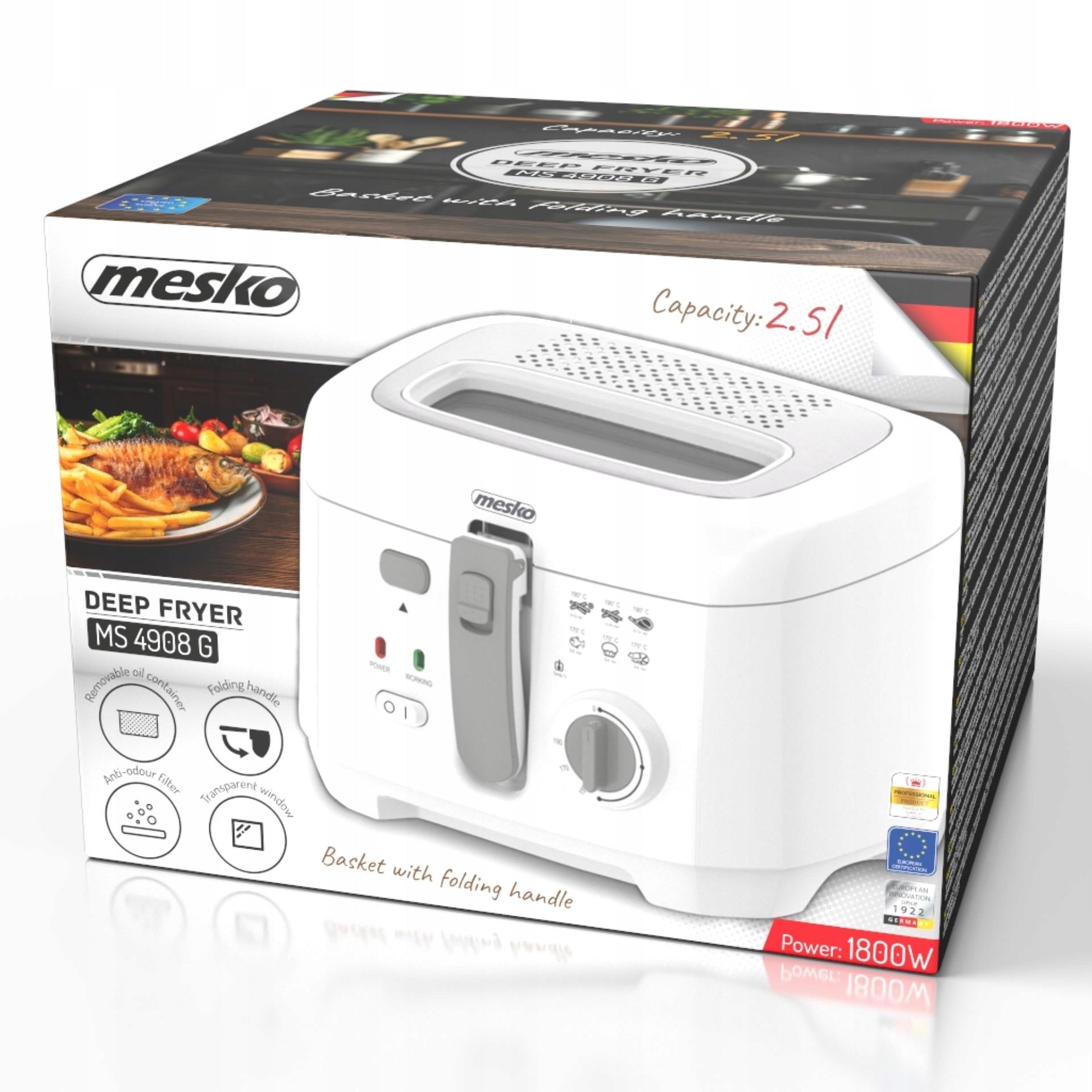 2X traditional oil FRYER 2,5L closed 1800W MESKO | MS4908g Brand Mesko