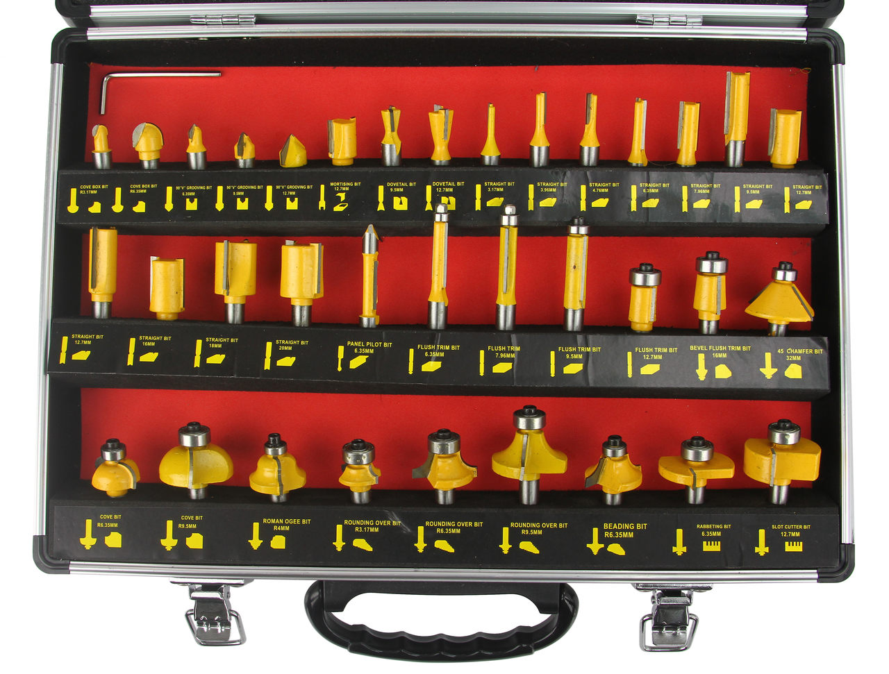 Medienos frezų rinkinys 35 vnt. M22550R frezavimo staklėms