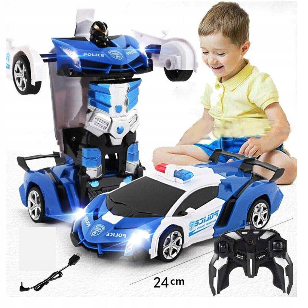 2in1 CAR CONTROLLED POLICE CAR ROBOT POLICE AUTOBOT PILOT TRANSFORMATION Packaging status original