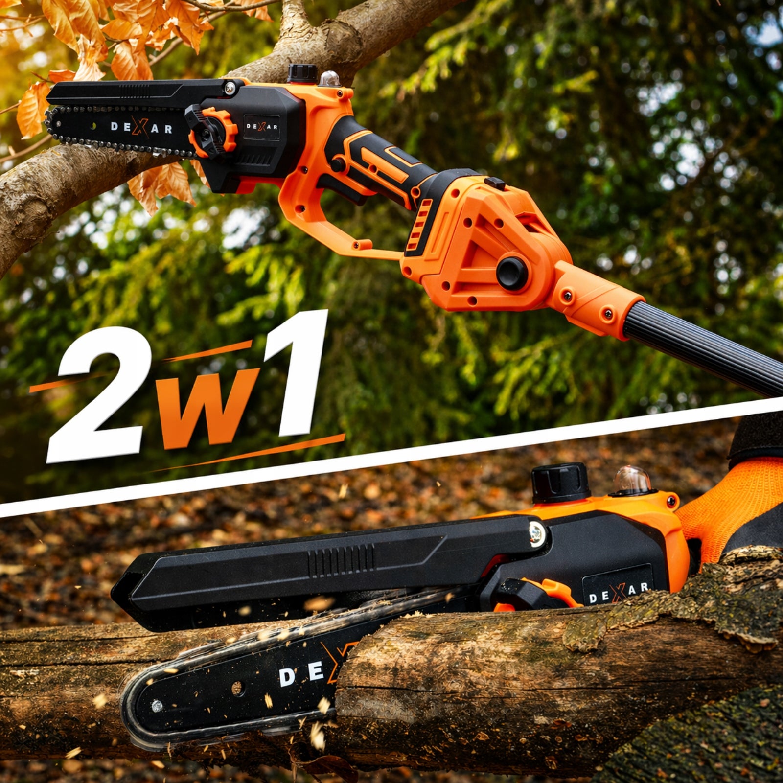 2in1 Cordless Chainsaw ON BOOM Electric Brushless Brand DEXAR READY TO WORK