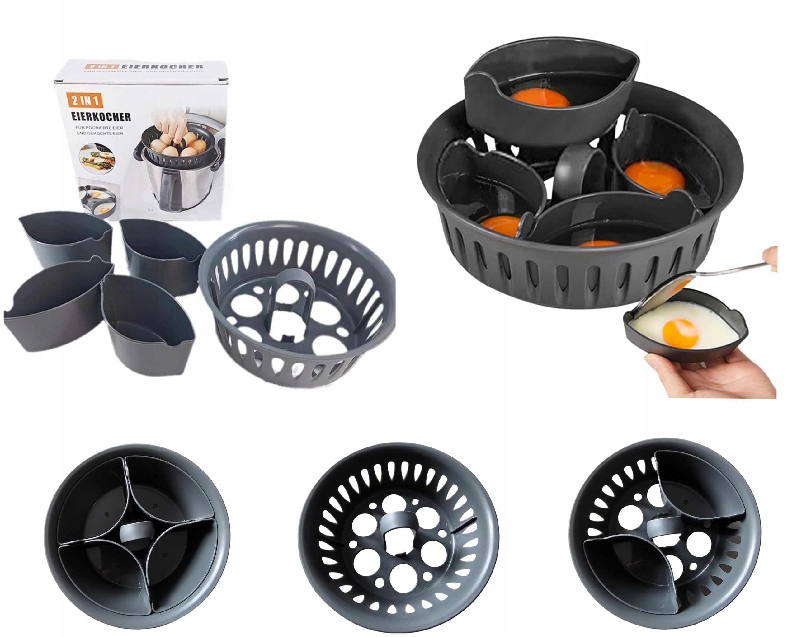 2in1 Egg Cooker for Thermomix TM5 TM6 TM31 Cartridge for 6 Eggs and 4 in T-Shirt Packaging status original
