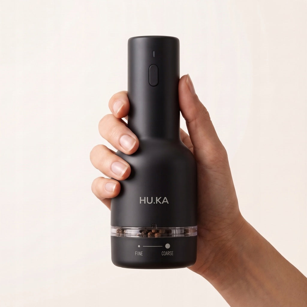 2in1 Electric Salt and Pepper Grinder USB-C HU.KA Pulse Premium Wood Manufacturer code HU-PULSE-PB