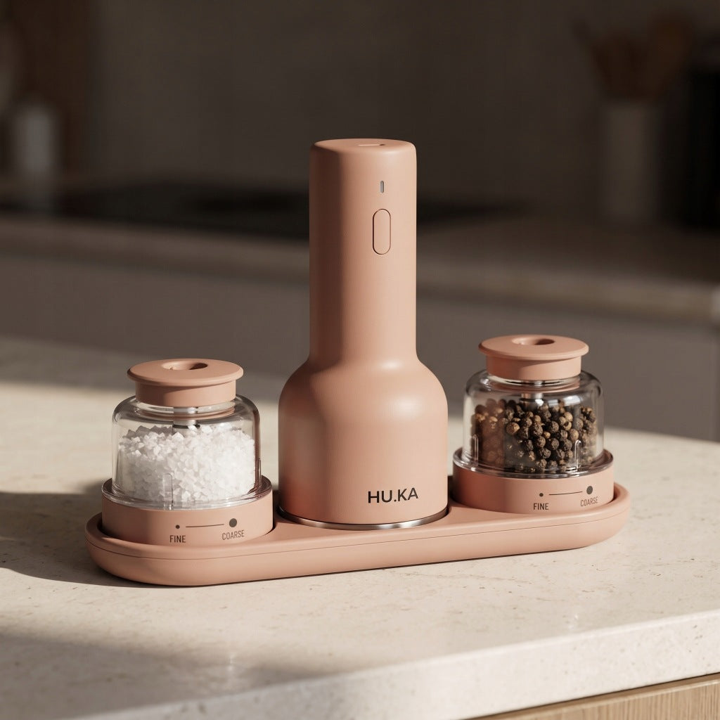 2in1 Electric Salt and Pepper Grinder USB-C HU.KA Pulse Warm Clay Packaging status original
