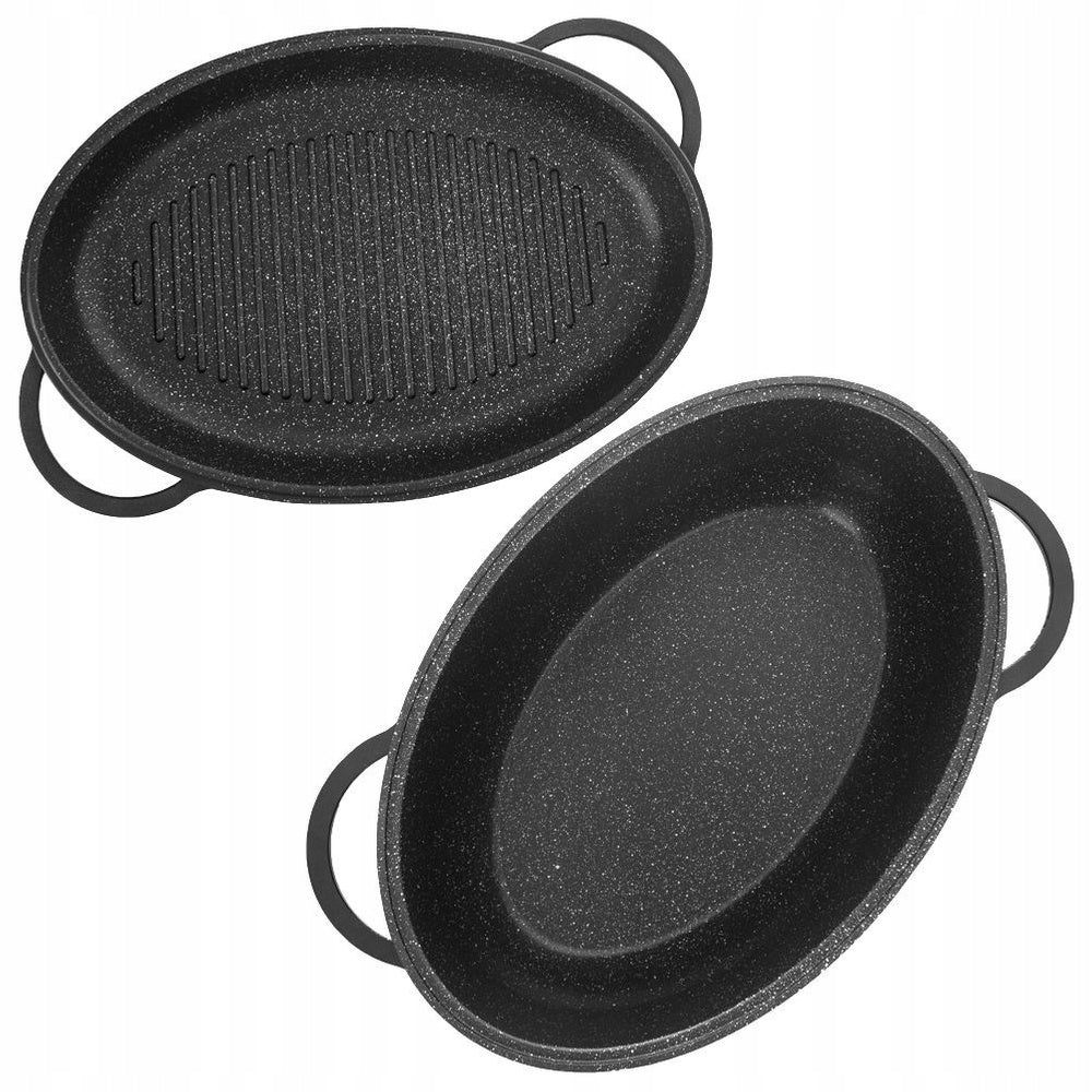 2in1 Granite Pan with Lid, Grill Pan, 10 l, 43x28 cm Capacity 10 l