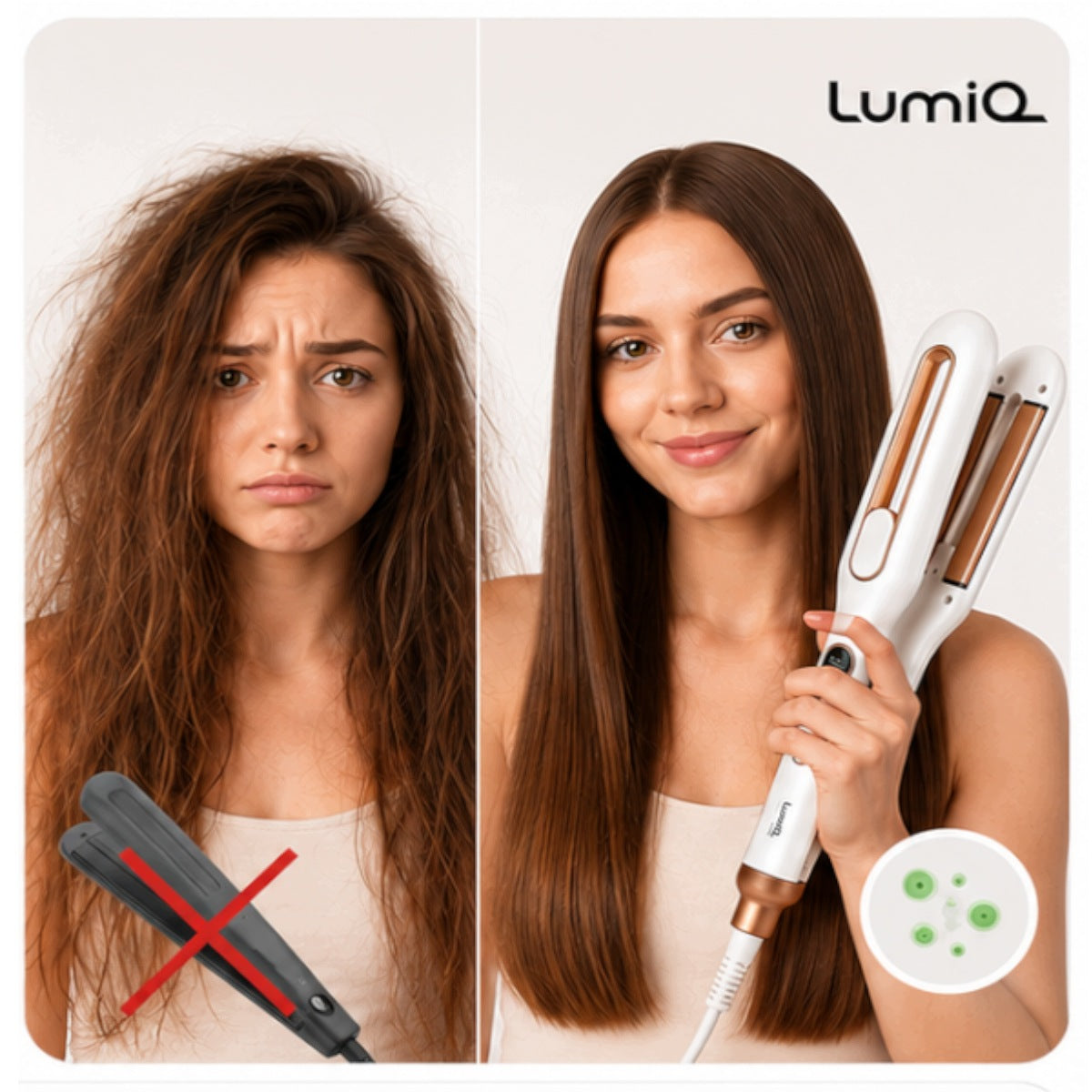 2in1 HAIR STRAIGHTENER CURLING IRON with CERAMIC IONIZATION INFRARED LUMIQ Packaging status original