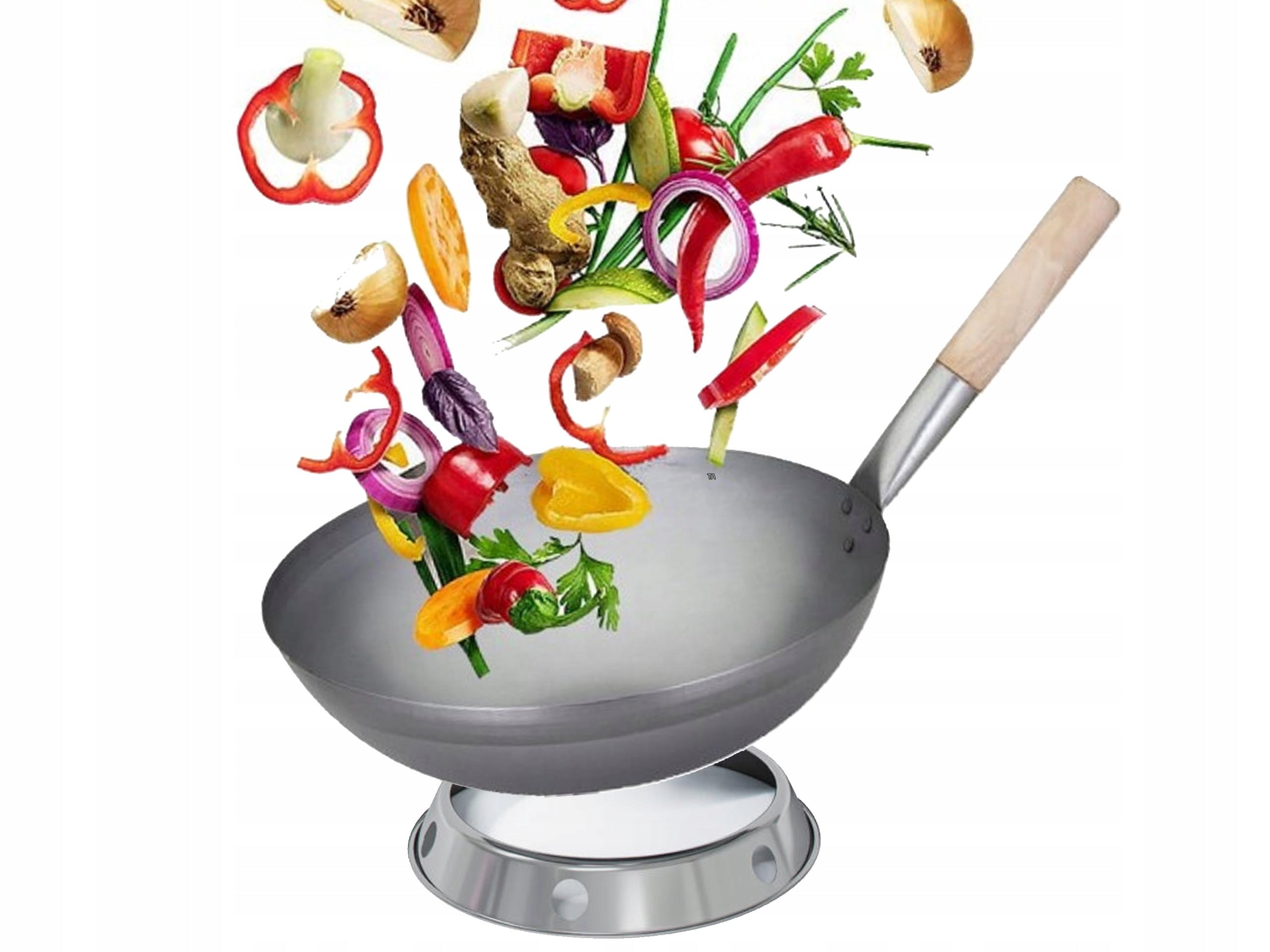 2in1 HQ WOK CHINESE FORGED STEEL PAN 38CM + WOK STAND RING