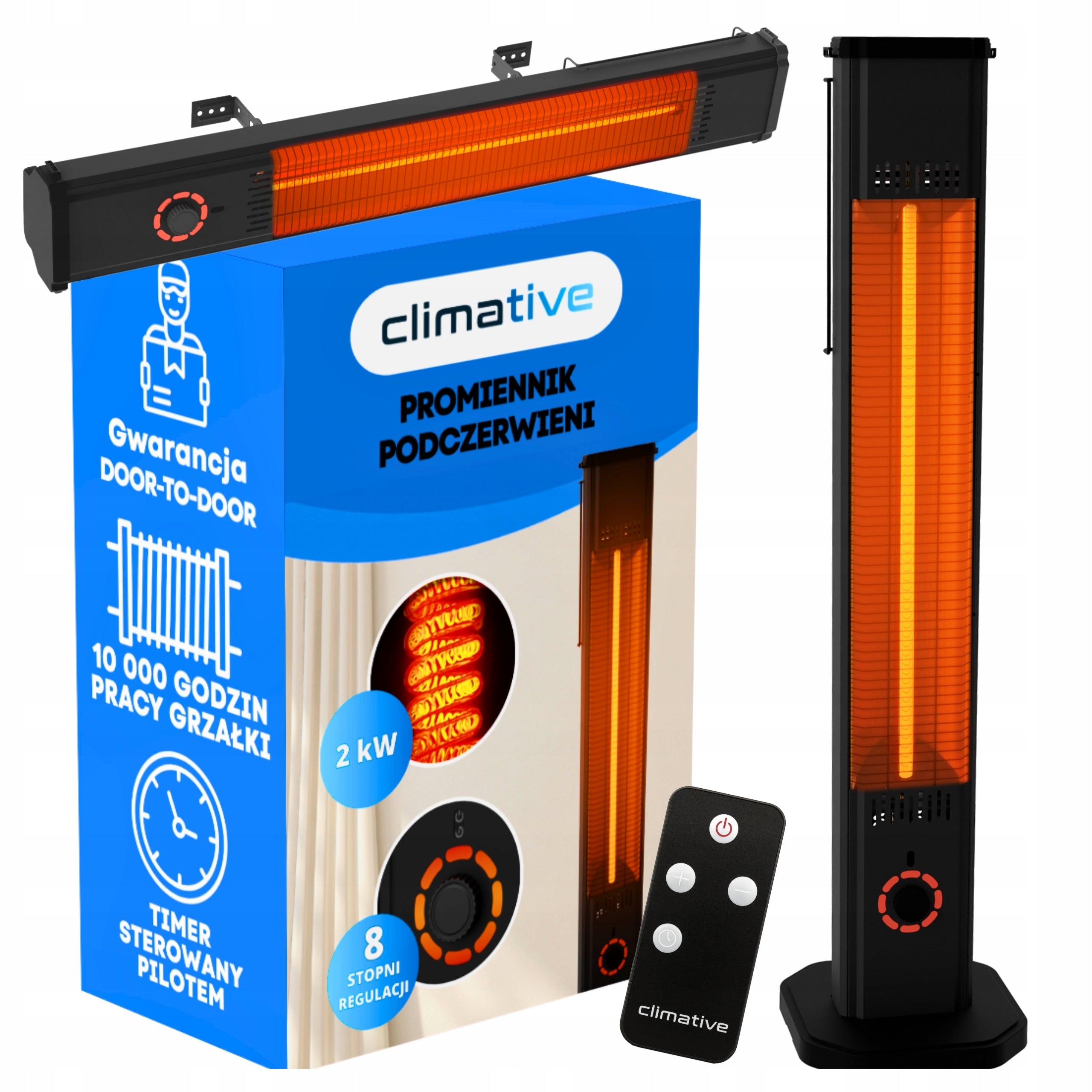 2in1 Infrared Heat Radiator Terrace TOR 8 Levels 2000W Remote Control