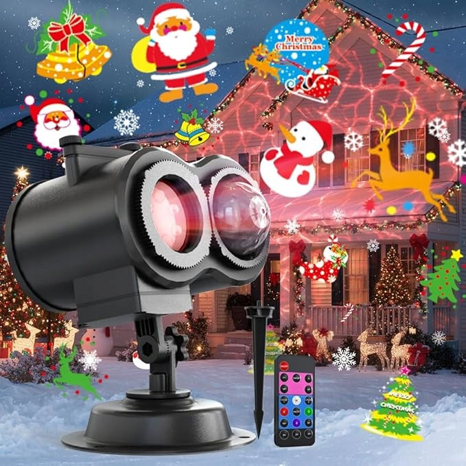 2in1 LED Projector Christmas Laser IP65 16 Patterns Remote Control